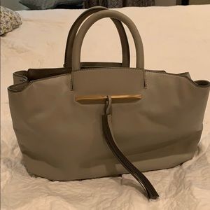 Gray Leather Satchel